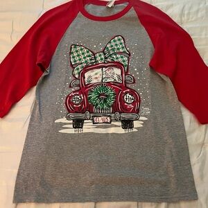 Gildan Red and Gray Raglan Tee